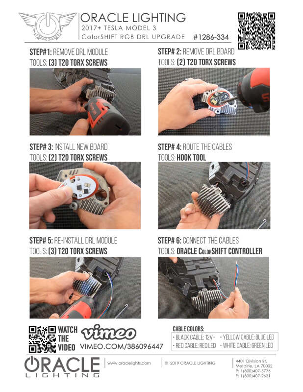 Tesla Model 3 Headlight DRL Upgrade Kit - ORACLE Lighting - ColorSHIFT DRL Upgrade - ColorSHIFT - `17-`21